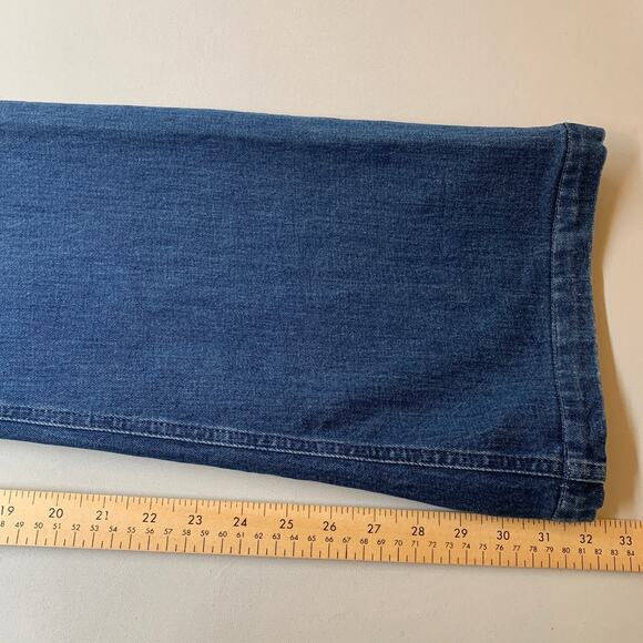 PAIGE Genevieve Jeans Women 27 High Rise Flare Belted Medium Indigo Cecilia - Picture 11 of 16